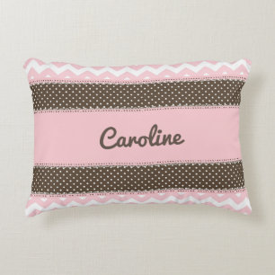 Personalised Baby Pillow - Pink and Brown