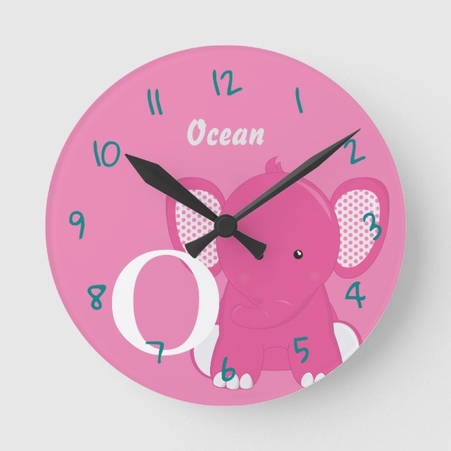 Personalised Baby Pink Round Clock (Front)