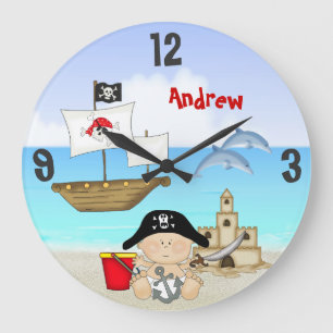 Personalised Baby Pirate Beach Wall Clock