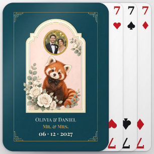 Personalised Baby Red Panda Wedding Favour Photo Playing Cards