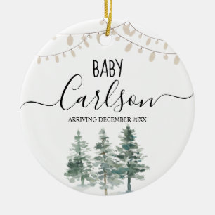 Personalised Baby Reveal Pregnancy Pine Tree Ceram Ceramic Tree Decoration