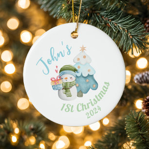 Personalised Baby’s 1st Christmas with photo Ceramic Tree Decoration