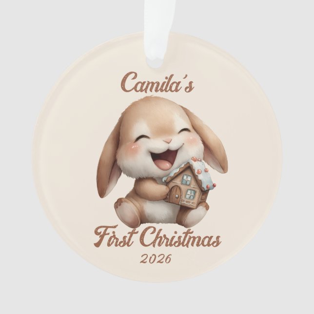 Personalised Baby’s First Christmas Bunny Ornament (Front)