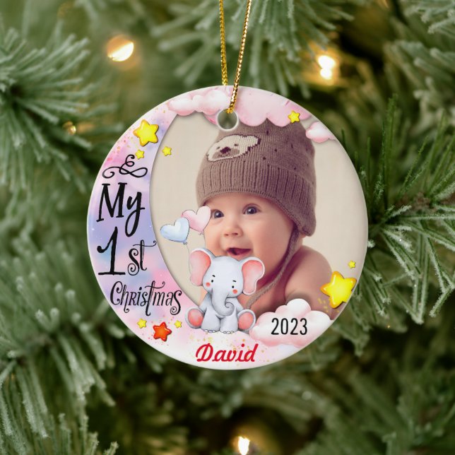 Personalised Baby’s First Christmas Photo Ornament (Tree)