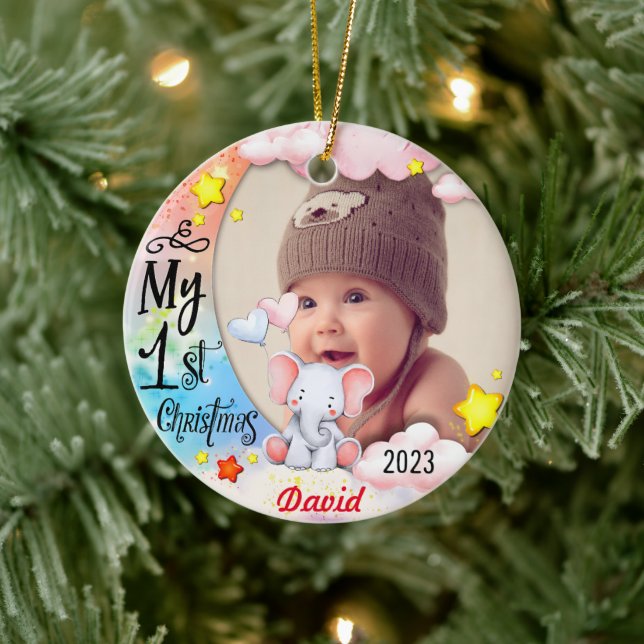 Personalised Baby’s First Christmas Photo Ornament (Tree)