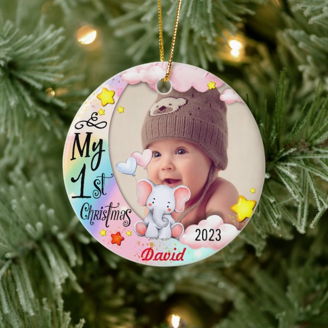 Personalised Baby’s First Christmas Photo Ornament (Tree)
