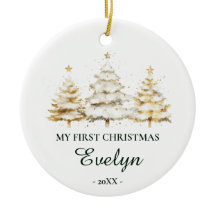 Personalised Baby’s First Christmas, White