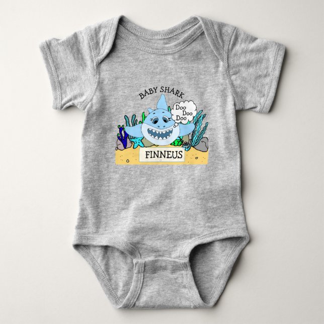 Personalised Baby Shark Baby's Bodysuit (Front)