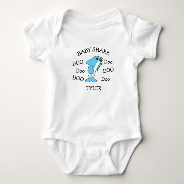 Personalised Baby Shark Baby's Bodysuit (Front)