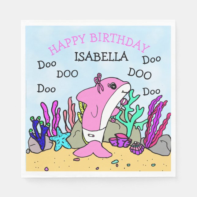Personalised Baby Shark Birthday Napkin (Front)