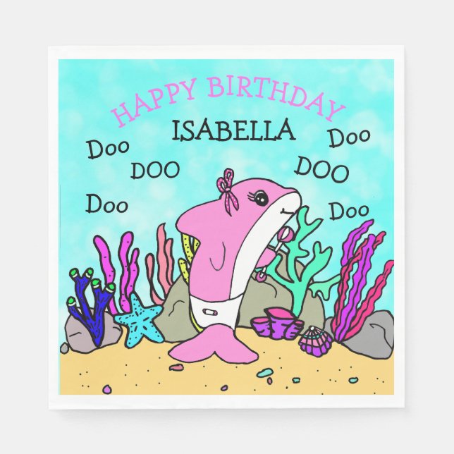 Personalised Baby Shark Birthday Napkin (Front)