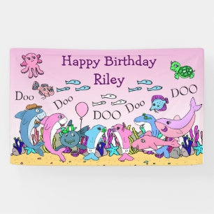 Personalised  Baby Shark Family Birthday Party Banner