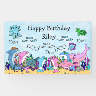 Personalised  Baby Shark Family Birthday Party Banner