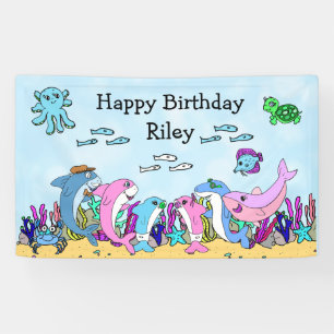 Personalised  Baby Shark Family Birthday Party Banner