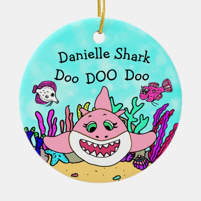 Personalised Baby Shark Family Christmas Ornament (Front)