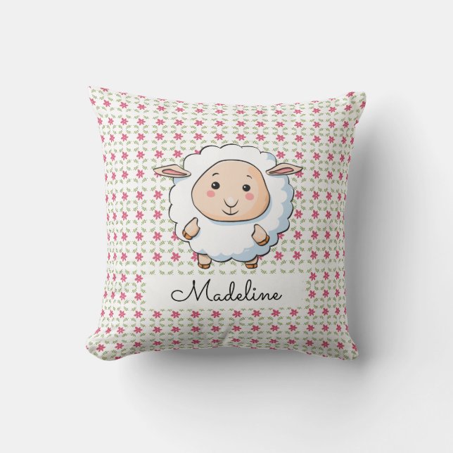 Personalised Baby Sheep Cushion (Front)
