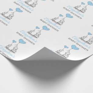 Personalised BABY SHOWER Blue Elephant BOY Wrapping Paper
