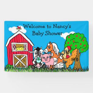 Personalised Baby Shower Farm Animal Themed Banner