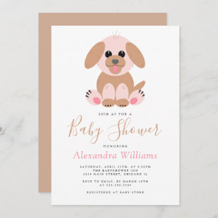 Personalised Baby Shower Gender Neutral Puppy Invitation