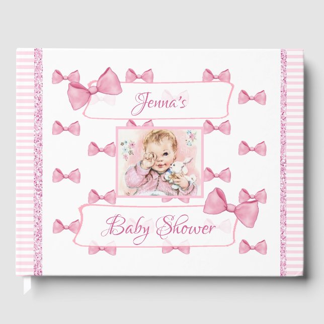 Personalised Baby Shower Guest Book Pink (Front)
