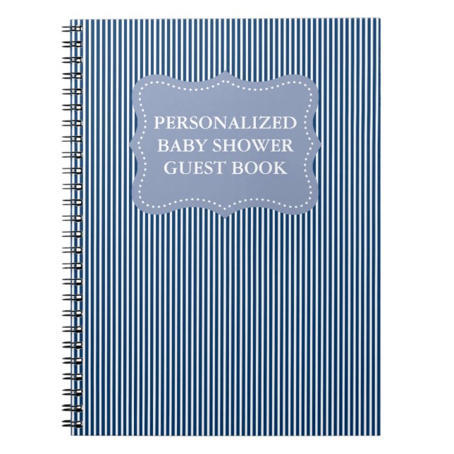 Personalised baby shower guestbook | Blue notebook (Front)