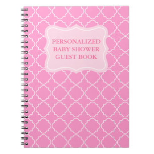 Personalised baby shower guestbook Pink notebook
