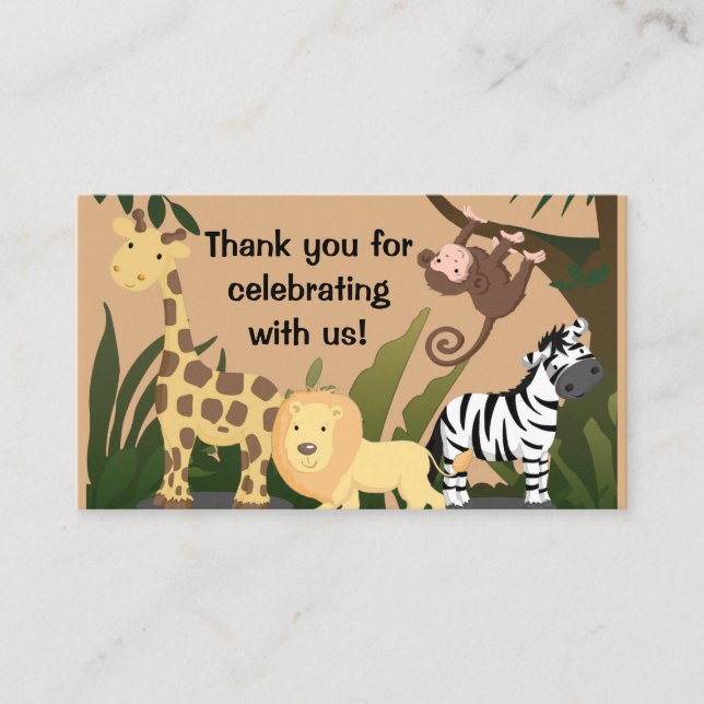 Personalised Baby Shower Jungle Animals Enclosure Card (Front)