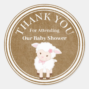 Personalised Baby Shower LambThank You Classic Round Sticker