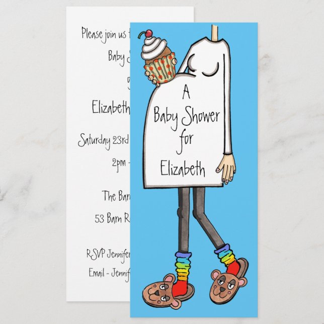 Personalised Baby Shower Light Skin Tone Invitation (Front/Back)