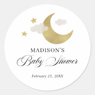 Personalised   Baby Shower Moon Stars Clouds Classic Round Sticker