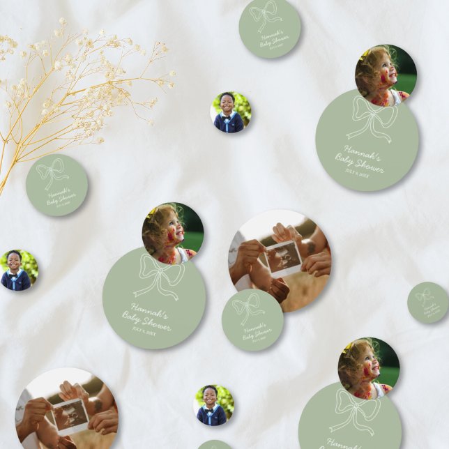 Personalised Baby Shower Photo Confetti Sage Green (Personalized Baby Shower Photo Confetti Sage Green
)