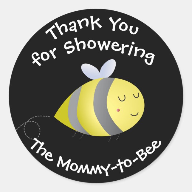 Personalised Baby Shower Stickers- Mummy-to-Bee Classic Round Sticker (Front)