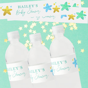 Personalised Baby Shower Twinkle Little Star Water Bottle Label