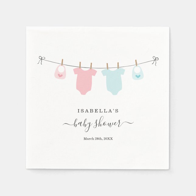 Personalised Baby Shower Twins Boy & Girl Napkin (Front)