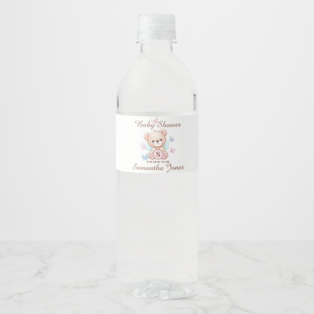 Personalised Baby Shower Water Bottle Label (Front)
