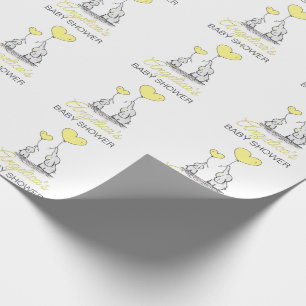 Personalised BABY SHOWER Yellow Elephant Neutral Wrapping Paper