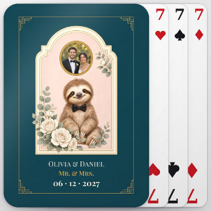Personalised Baby Sloth Wedding Favour Photo Playing Cards