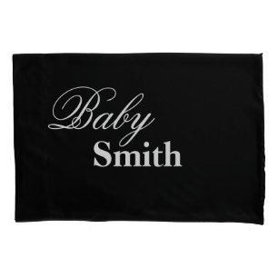 Personalised Baby Smith (Your Name) Black White Pillowcase