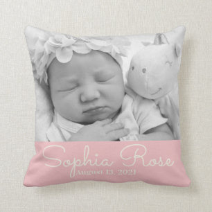 Personalised Baby Stats Gift for Girl Throw Pillow