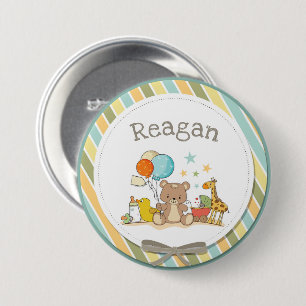 Personalised Baby Teddy Bear Giraffe Rubber Ducky 7.5 Cm Round Badge