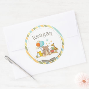 Personalised Baby Teddy Bear Giraffe Rubber Ducky Classic Round Sticker