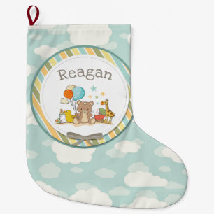 Personalised Baby Teddy Bear Giraffe Rubber Ducky Large Christmas Stocking