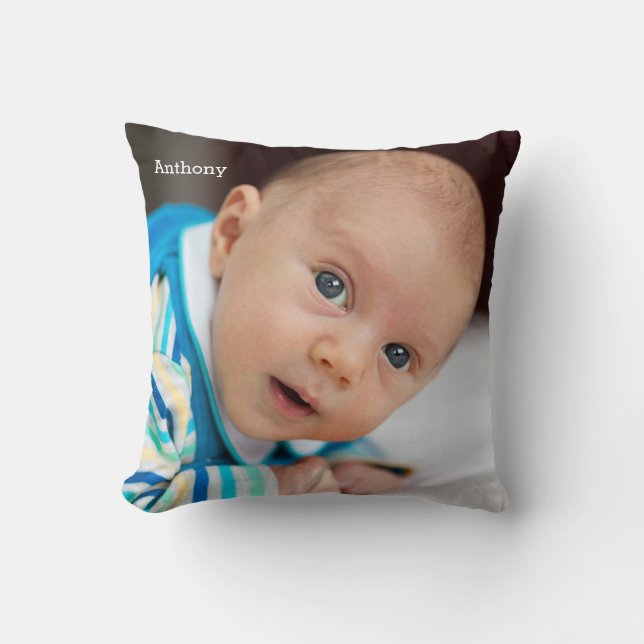 Personalised Baby Throw Pillows Add Photo And Name (Front)