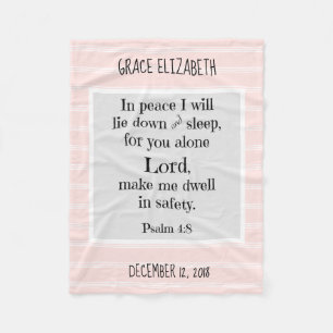 Personalised Baby, w Nighttime Prayer (Psalm 4:8) Fleece Blanket