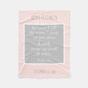 Personalised Baby, w Nighttime Prayer (Psalm 4:8) Fleece Blanket
