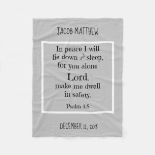 Personalised Baby, w Nighttime Prayer (Psalm 4:8) Fleece Blanket