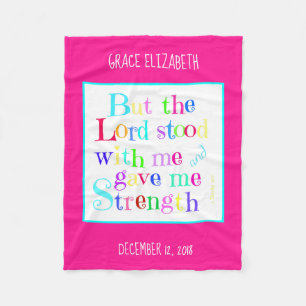 Personalised Baby, w/ Verse from Timothy (rainbow) Fleece Blanket