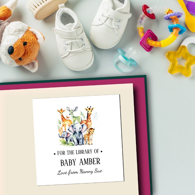 Personalised Baby Wild Animals Bookplate Sticker | (Creator Uploaded)