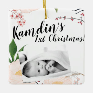 Personalised Baby XMAS Ornament Baby Pink Cosmos o