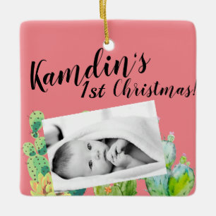 Personalised Baby XMAS Ornament Bohemian Cactus Su